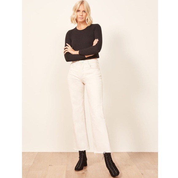 Reformation Denim - Reformation Fawcett Jean in Ivory. Cropped